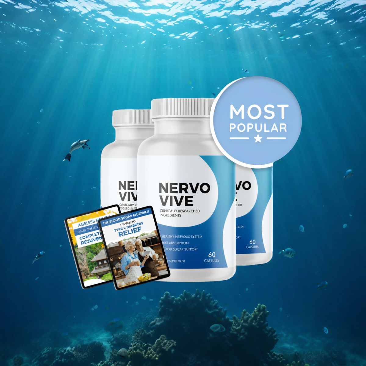 Nervovive - 3 Bottles + 2  Ebooks
